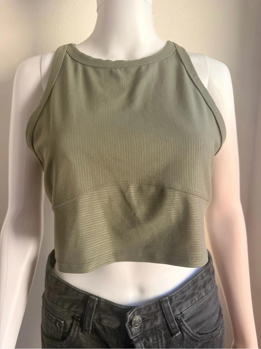 lululemon athletica Olive Ribbed Crop Tank